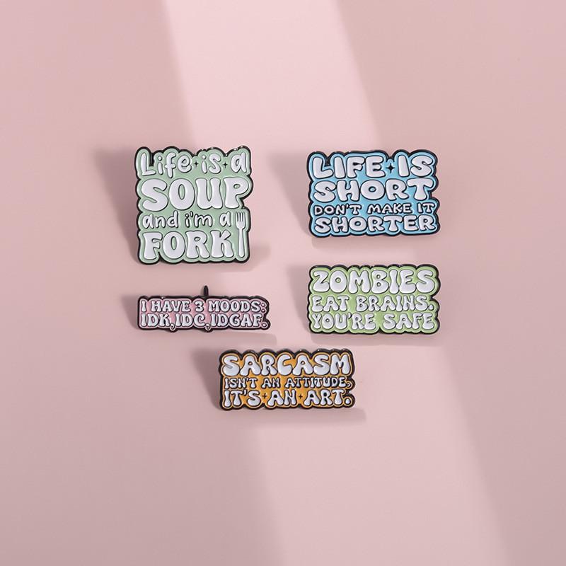 Unique Colorful Letter Design Metal Badge Multifunctional Brooch For Bags And Clothing