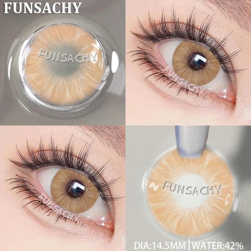 FUNSACHY 2 шт. Синие цветные контактные линзы, красивый зрачковый макияж глаз, натуральные мягкие контактные линзы для глаз, косметика для глаз, ежегодная