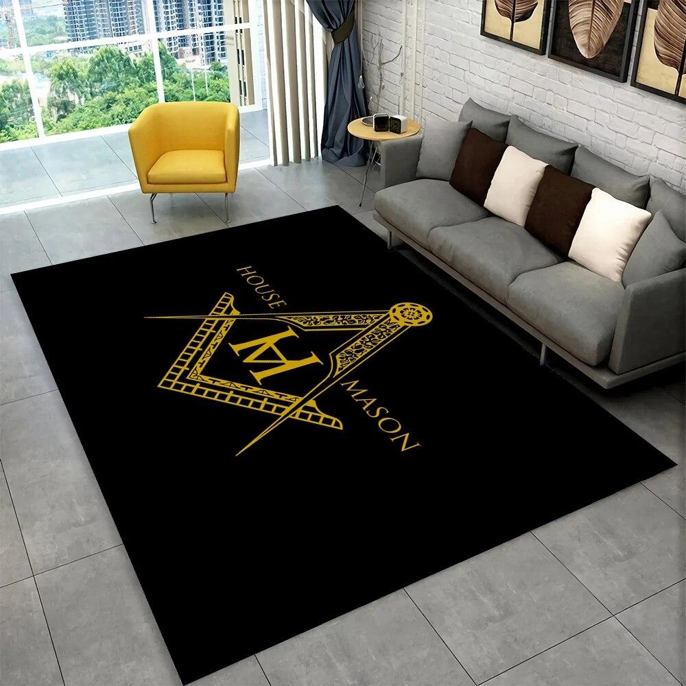 3D Freemason Masonic Illuminati Ring Area Rug,All Seeing Eye Carpet Rug for Living Room Bedroom Doormat Decor,Non-slip Floor Mat
