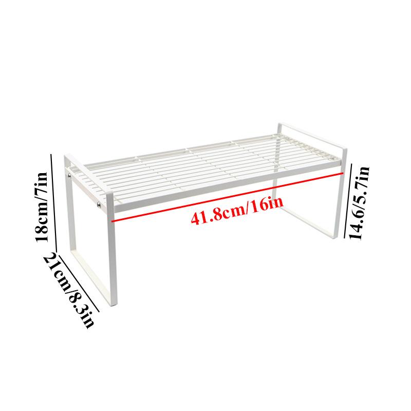 Kitchen Storage Shelf Cabinet Layered Organizers Rack Stackable Counter Shelves Rustproof Spice Rack Pot Bowl Dish Storage Rack