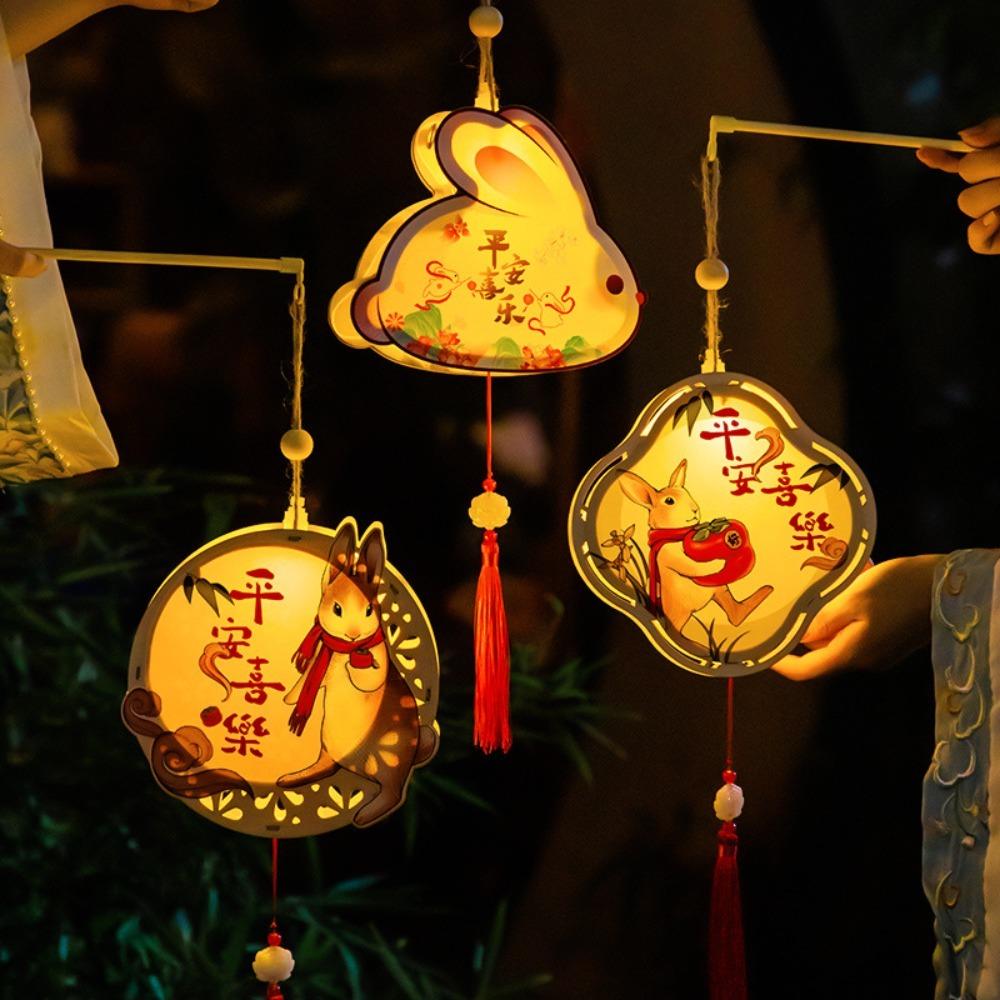Chinese Middle Autumn Festival Lantern Paper Rabbit Lantern Women Children