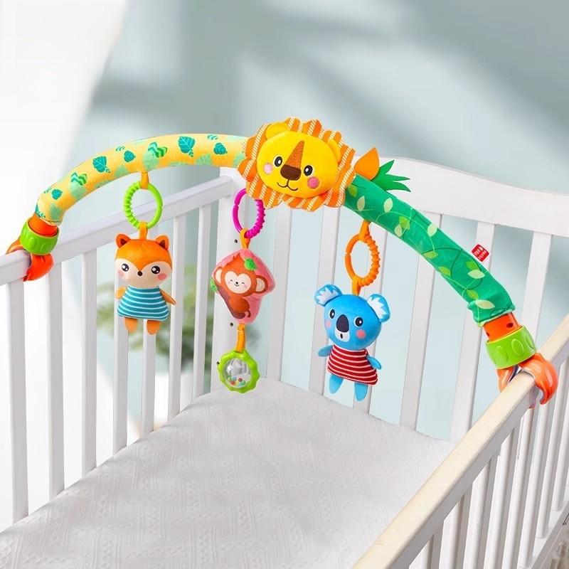 Baby Carriage Hanging Plush Toy With Rattle And Detachable Clip For Newborns