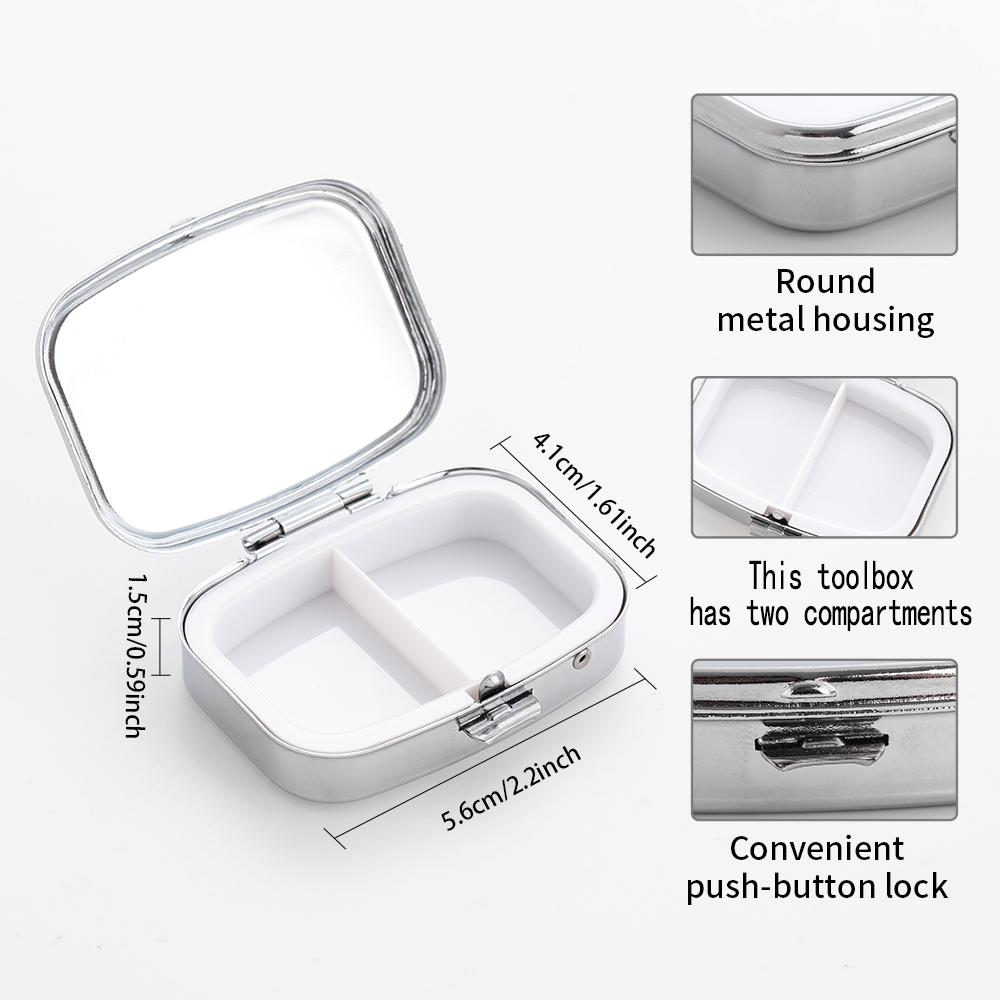 Mini Metal Jewelry Box, 2 Grids Portable Storage Case, Travel Small Organizer for Earrings and Tiny Items