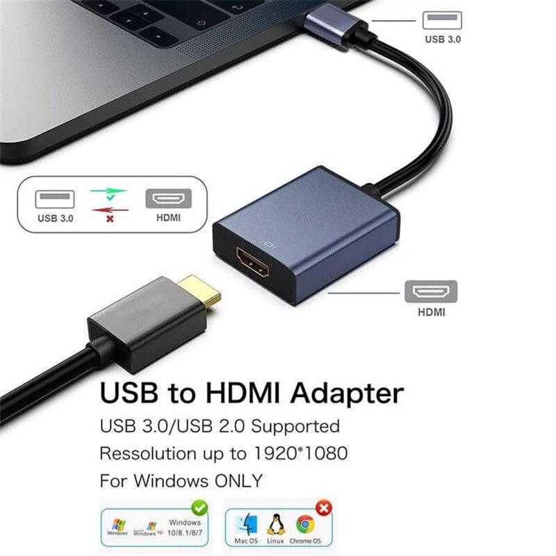 Адаптер видеовыхода USB 3.0 на HDMI 1080P, кабель-конвертер для нескольких дисплеев, внешний, для проектора, ноутбука, монитора, ПК, Windows 7/8