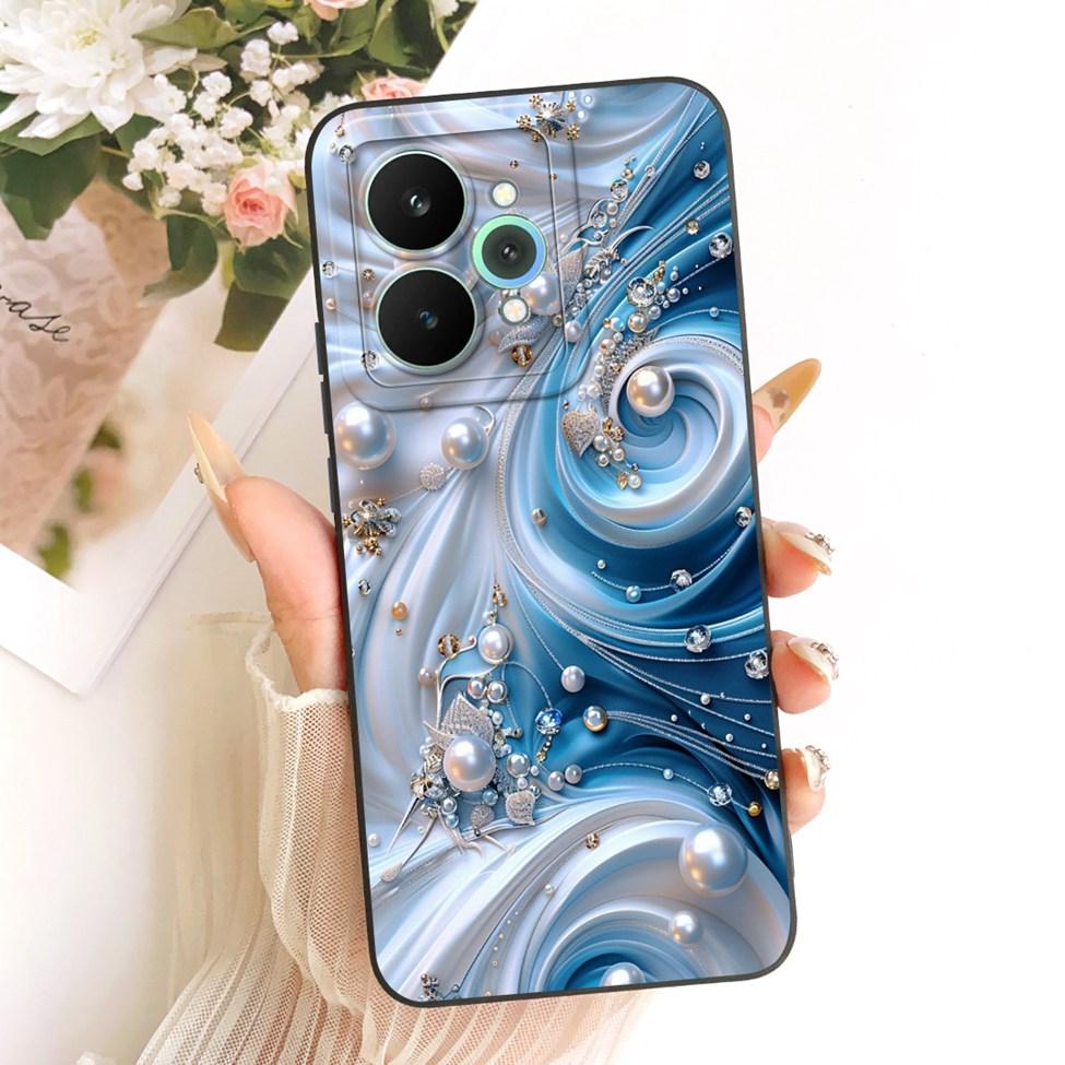 Чехол для Realme 15 Pro Корпус RMX5101 Силиконовый Роскошный Модный Цветы Каваи Милый Расписной Ударопрочный Чехол для Телефона