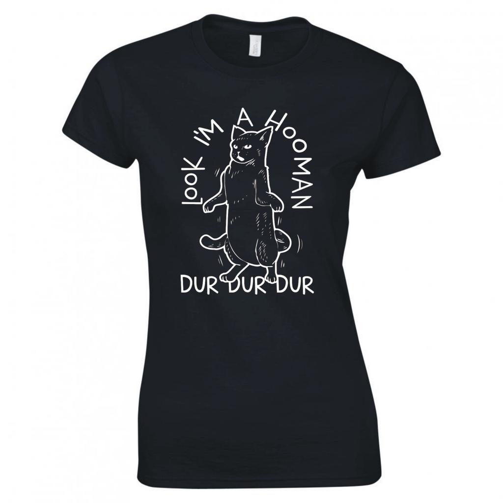 Funny Cat Look Im A Hoounisex Ladies Skinny Fit Tshirt