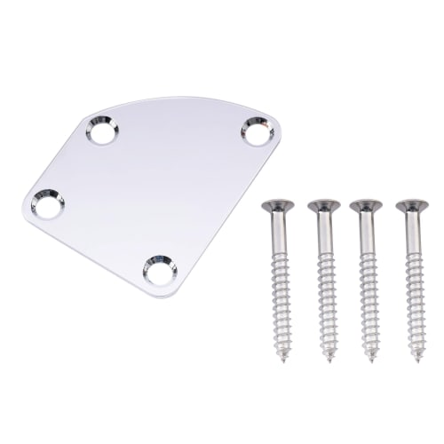 Musiclily Basic Heel Cut Neck Plate with 4-Point Neck Joint Board for Electric Guitar/Bass, Chrome