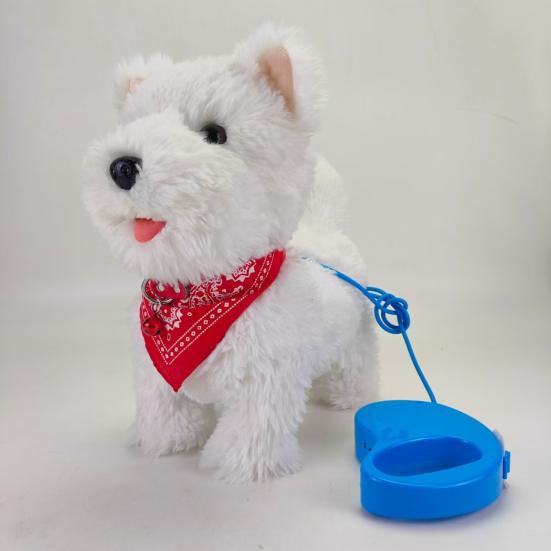 Электрическая плюшевая игрушка-собака с поводком, высовывающая язык, ходячий щенок, плюшевая игрушка с сенсорным управлением