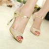 Women Sandals Fashion Beautiful High Heels Sandals Silver Golden Thin Heel Ladies Summer Shoes Plus Size 41