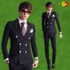 Men's Korean Slim Fit Double-Breasted Suit Set – Casual or Wedding Tuxedo