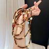 Vintage Maillard Antique Natural Tiger'S Eye Shell White Crystal Chalcedony Sweater Chain Long Chain Necklace