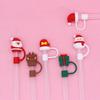 2Pcs Christmas Silicone Straw Cap 10mm Reusable Dust-Proof Straw Topper for Cup Party Decor Santa Claus Snowman