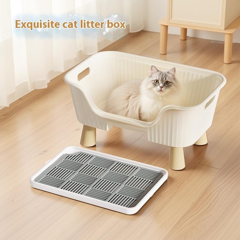 Простой полузакрытый лоток для кошачьего туалета большой вместимости с защитой от брызг и увеличенной высотой, уборочный таз, товары для питомцев