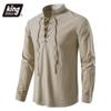 New Men's Casual Blouse Cotton Linen Shirt Tops Long Sleeve Tee Shirt Spring Autumn Slanted Placket Vintage Yoga Shirts