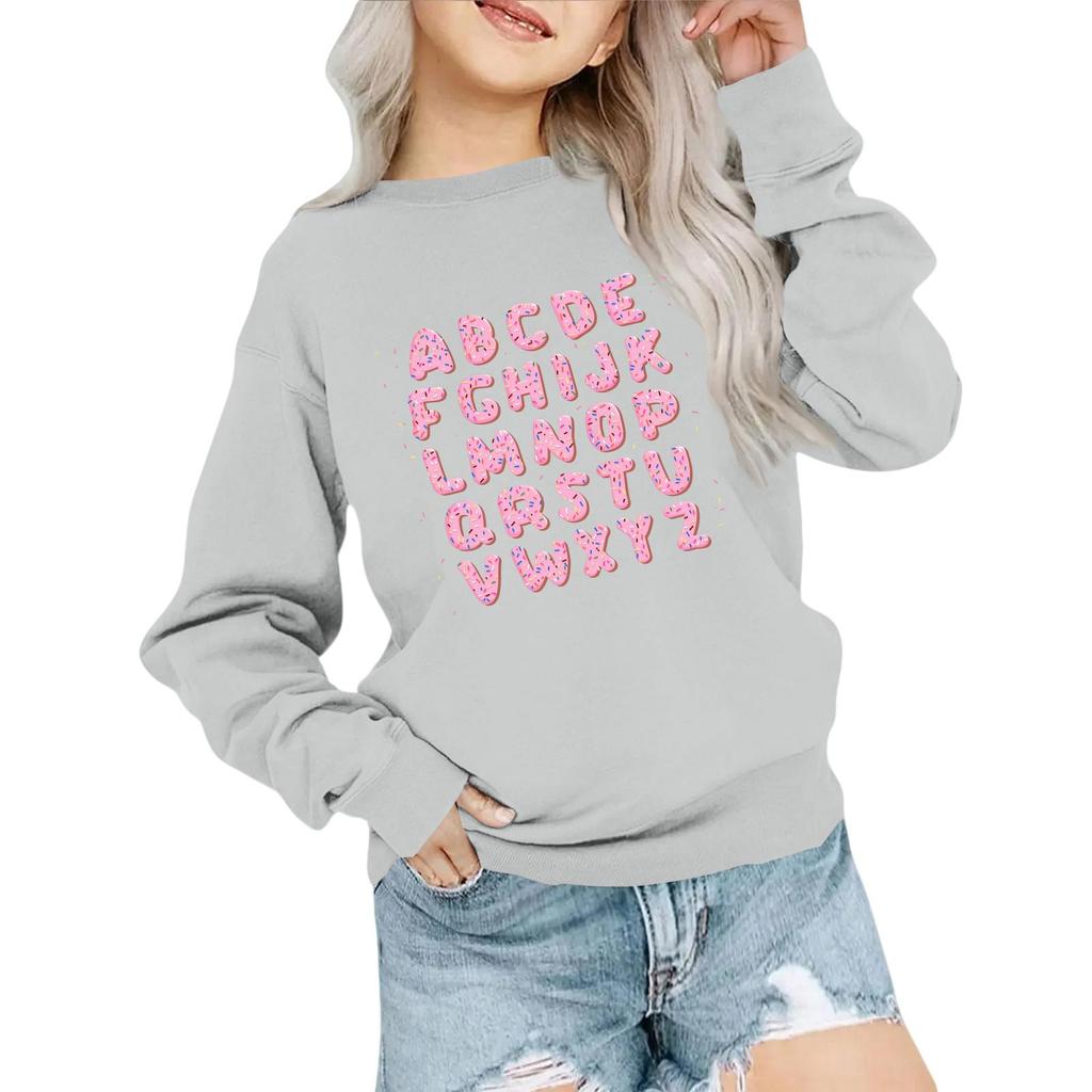 Kids' Fashion Loose-Fit Casual Long-Sleeve Christmas Print Oversized Crewneck Sweatshirt