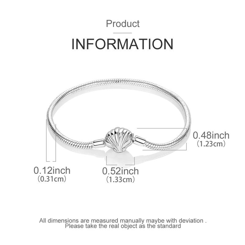 Original Bracelets 925 Silver Snowflake Heart Safety Chain Charms Bead Bracelet For Birthday Wedding Jewelry DIY Making