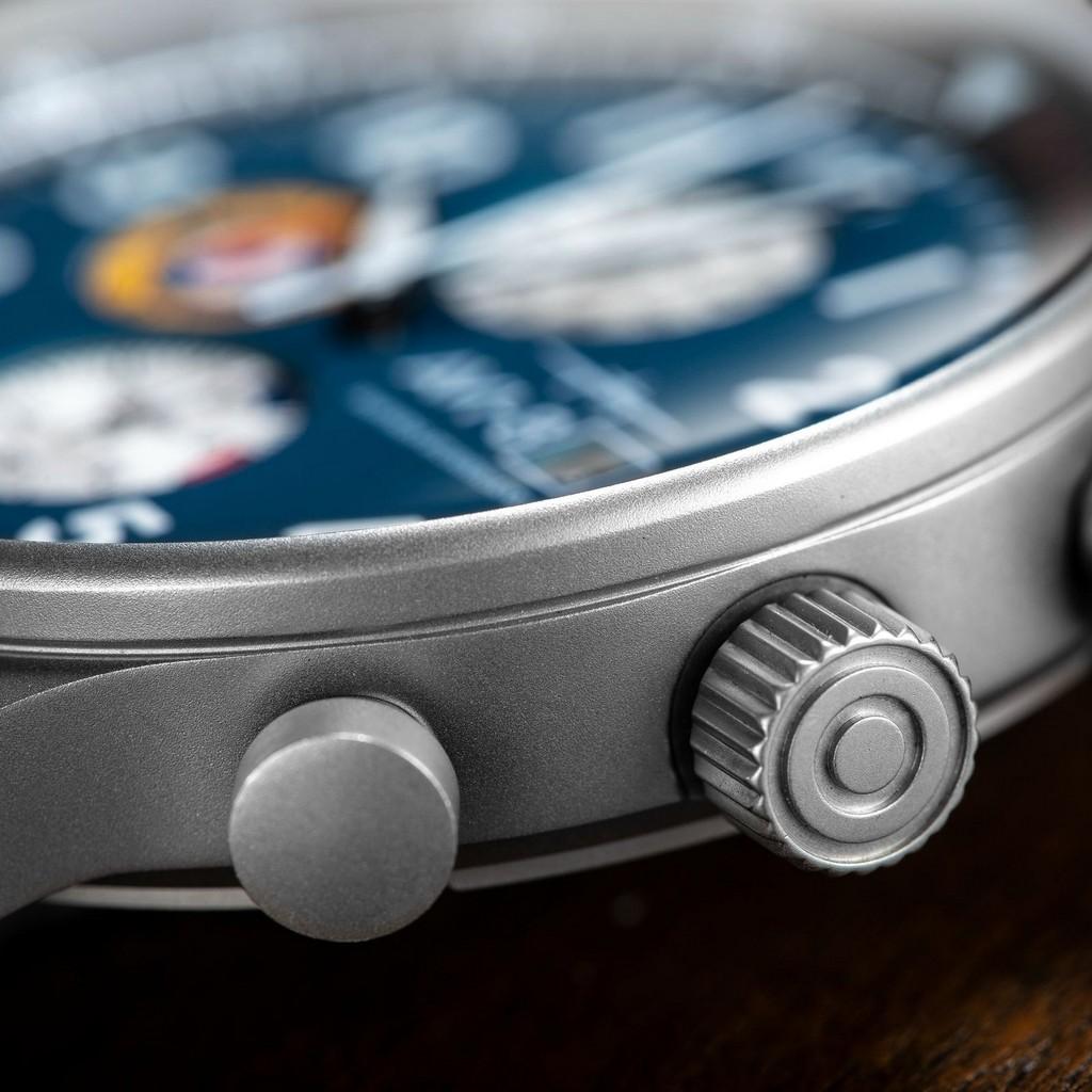 AVI-8 Классический хронограф Hawker Hurricane Midnight, черный кожаный ремешок, кварцевые мужские часы с синим циферблатом AV-4011-0I