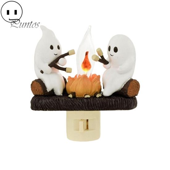 Призрачный костер мерцающий ночник Хэллоуин 3D мультфильм призрак светодиодный фонарь поддельный костер украшение для дома и офиса дети друзья семья фестиваль подарок