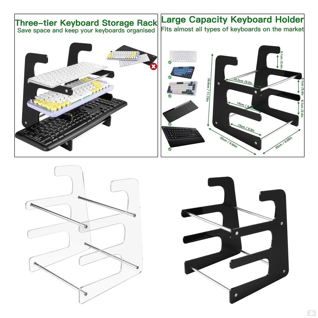 Подставка для клавиатуры, полка, акриловая, 3 яруса, устойчивая стойка для