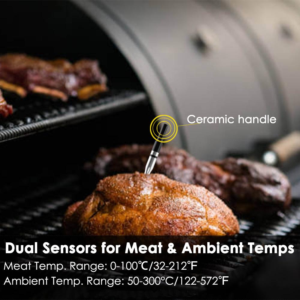 Беспроводной термометр для мяса Водонепроницаемый зонд Bluetooth Цифровой кухонный термометр с экраном отображения температуры и приложением