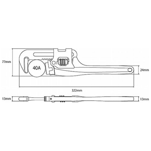 MCC Pipe Wrench Aluminum Slim Wide 300 PWTDA300
