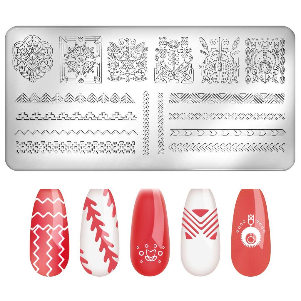 Прочная металлическая пластина для стемпинга ногтей с различными узорами для нейл-арта - 12 x 4 см