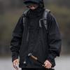 Мужская черная ветрозащитная водонепроницаемая куртка с капюшоном для работы на открытом воздухе на осень/зиму