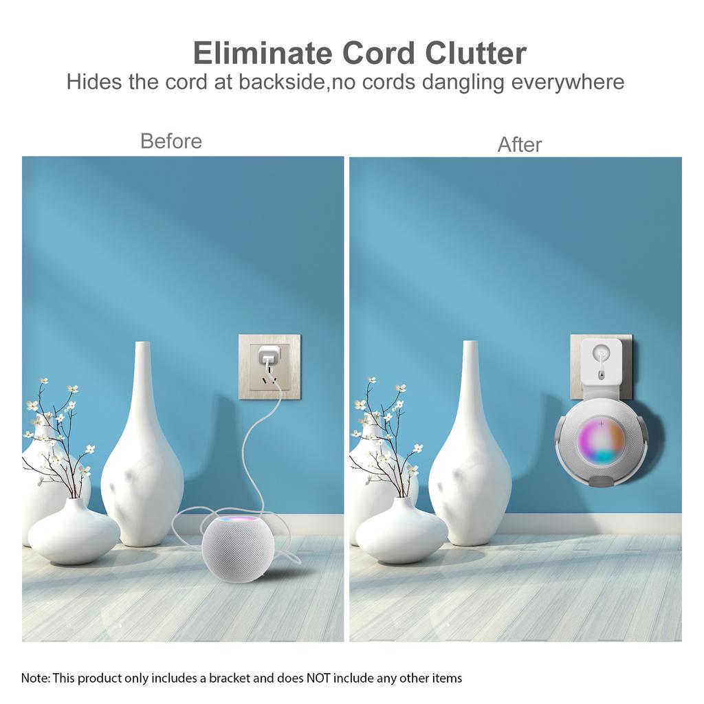 Wall-mounted Smart Speaker Stand Suitable for HomePod Mini Audio Stand with Power Cord Management