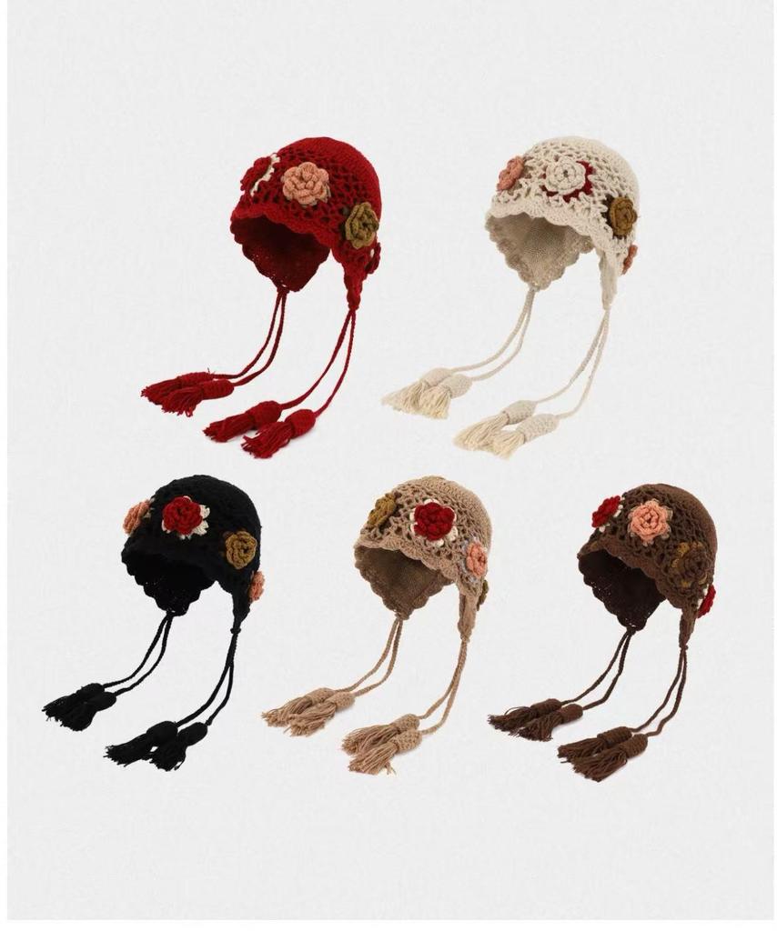 Этнический стиль Ретро Вязаная Шерстяная Шапка Бини с Кисточками