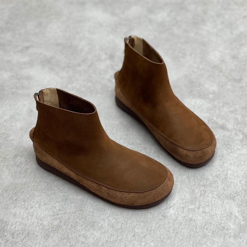 Кожаные ботильоны женские осенне-зимние ботильоны из коровьей кожи с круглым носком и мягкой подошвой, мягкий верх, повседневные ботильоны