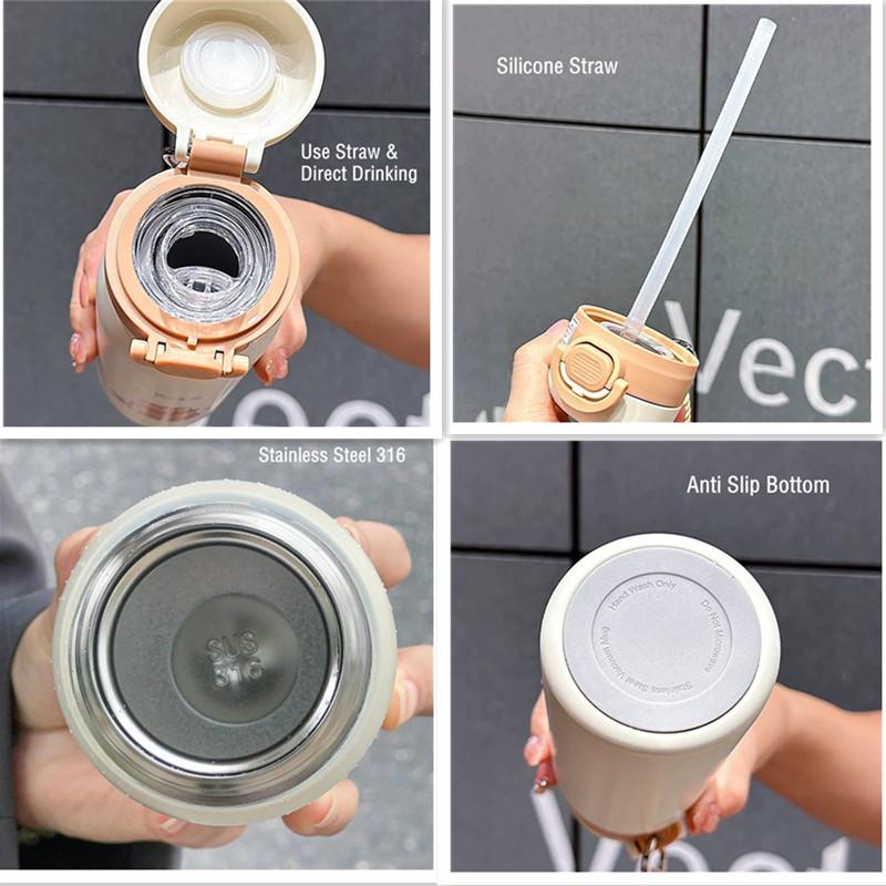 350 мл/500 мл мультяшный двойной термос из нержавеющей стали с трубочкой портативный милый детский студенческий термос кружка дорожный стакан