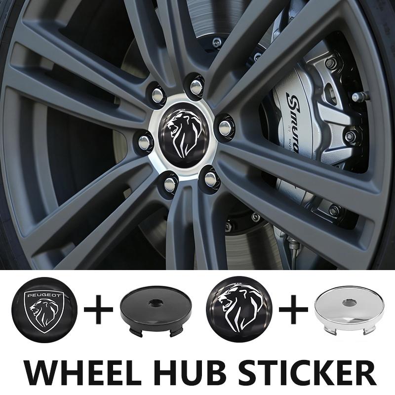 For Peugeot 4pcs Car Wheel Hub Center Cover Tire Rim Cap Decoration Sticker 206 307 308 3008 207 208 407 508 2008 5008 107 106