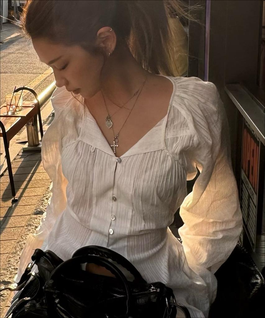 GLOWNY Misty Sheer Blouse (White)