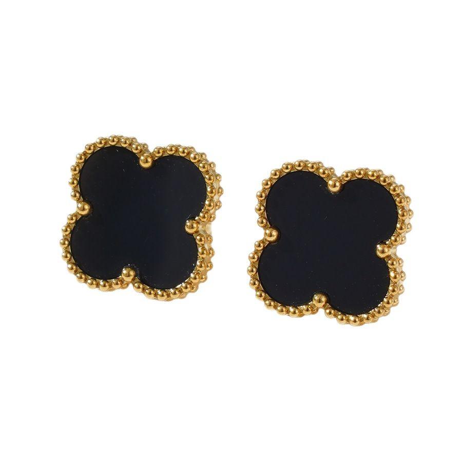 15 мм титановые стальные серьги с четырьмя листами клевера 18 карат не выцветают сотни пожилых женщин-сережек с чувством удачи