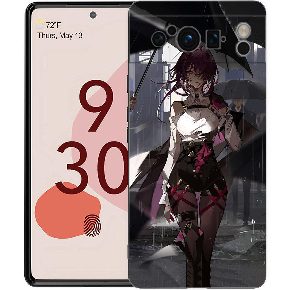 Чехол для телефона Google Pixel 8 7 6 Pro 8A 7A 6A ТПУ Оболочка Мягкий силикон Ударопрочный Черный Чехол Honkai Star Rail Genshin Impact