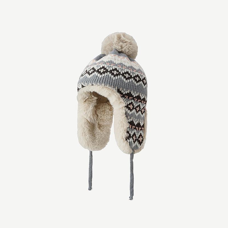 Вязаные шапки-бомбардировщики, шапки-шары, мужские шапки из искусственного меха Snow Peak большого размера, зимние шапки, аксессуары Y2k, лыжная маска, шапка с ушами