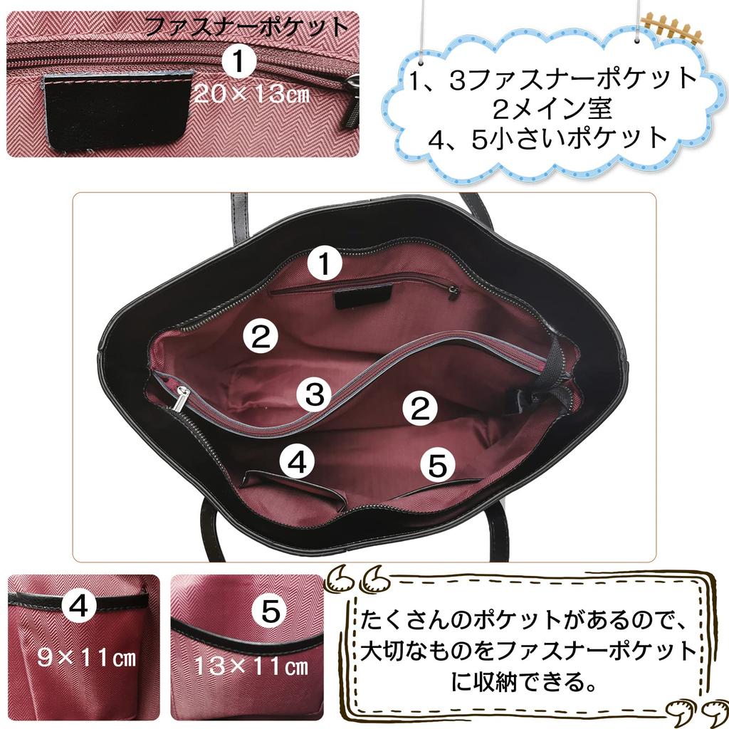 Tote Bag for Genuine Leather Tote Leather Business Shoulder Simple Large For Going To Easy To Going Suitable for Many Occasions [Kyoei-Tech] Women,