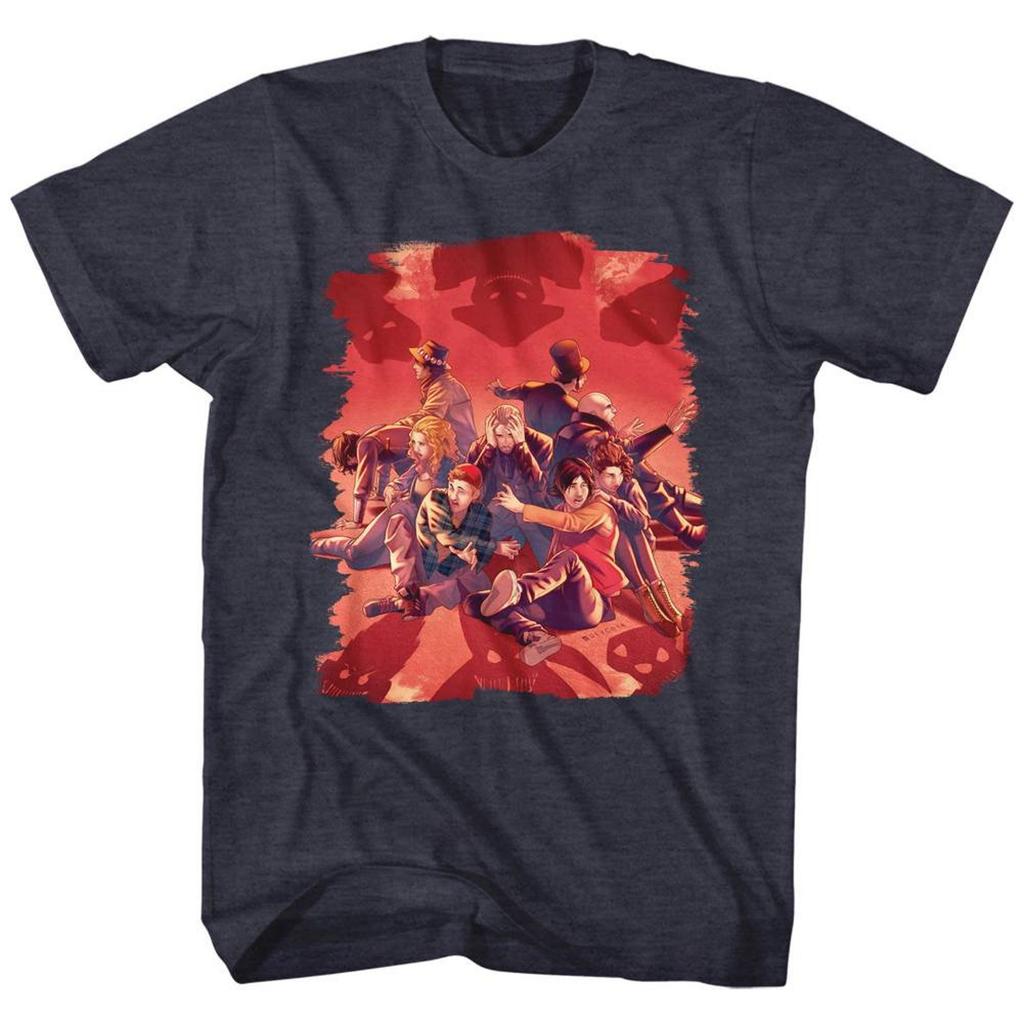 Bill and Ted Shadows Navy Heather Adult T-Shirt