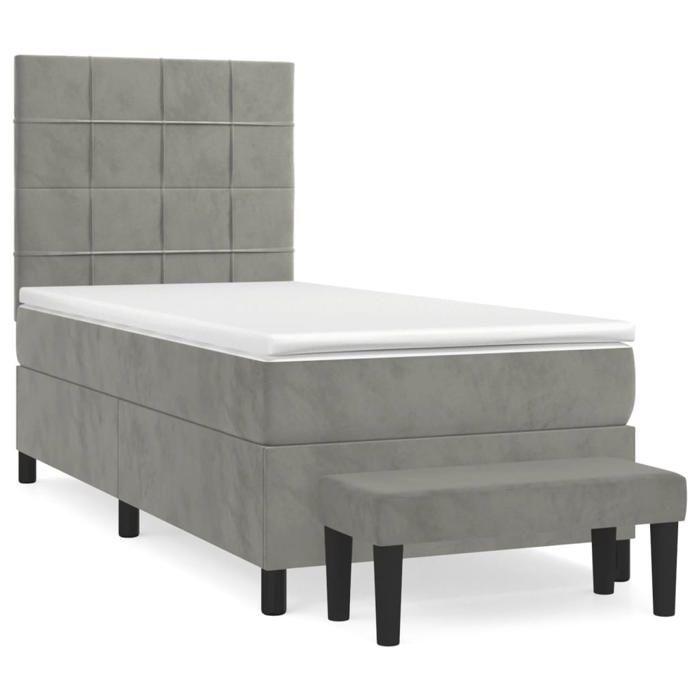 Maison Exclusive - Sommier à lattes de lit et matelas Gris clair 80x200 cm Velours