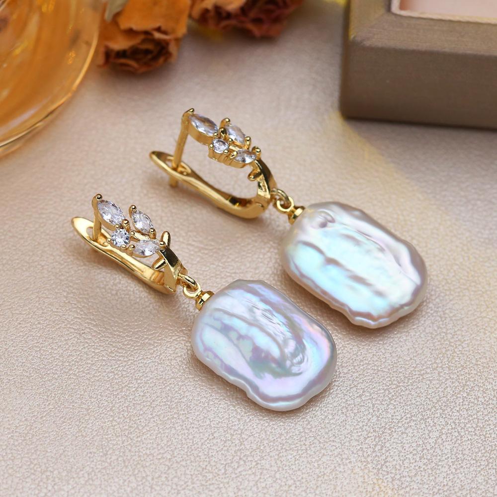 Серьги SENIKO с натуральным пресноводным большим жемчугом в стиле барокко, модные серьги-капли с кубическим цирконием и жемчугом для женщин, вечерние ювелирные изделия