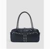 Fashion Luxury PU Leather Shoulder Bag For Women New Rivet Bowknot Punk Style Black Armpit Bag Female Large Clutch Handbag Purse