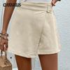 Летние женские повседневные однотонные юбки с высокой талией и шорты с поясом