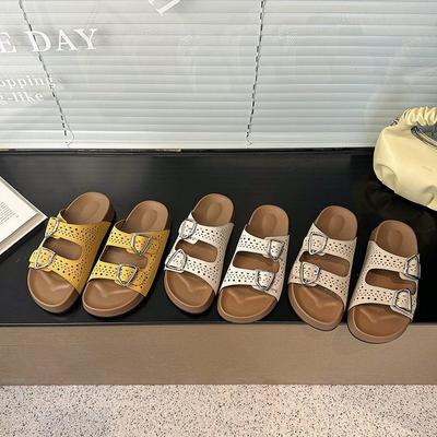 2025 лето новая мода верхняя одежда повседневные сандалии универсальные пляжные моп верхняя одежда платформа пряжка ремня шлепанцы Boken женские