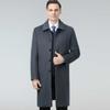 Cashmere Coat Men's Long Knee-length Woolen Down Lining Coat Middle-aged Dad Winter Coat Lapel Thickened Windbreaker