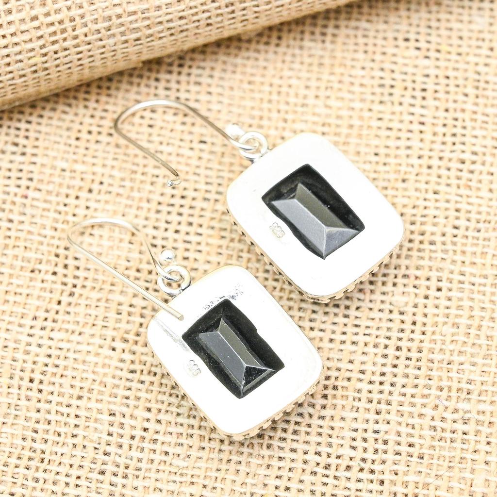 Beauteous Black Spinel Gemstone Handmade 925 Solid Sterling Sliver Jewelry Earrings For Her