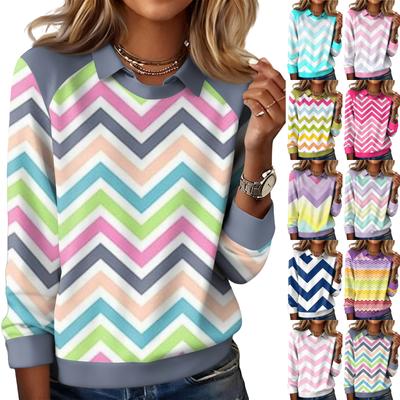 Женский повседневный свитшот с длинными рукавами и принтом волн