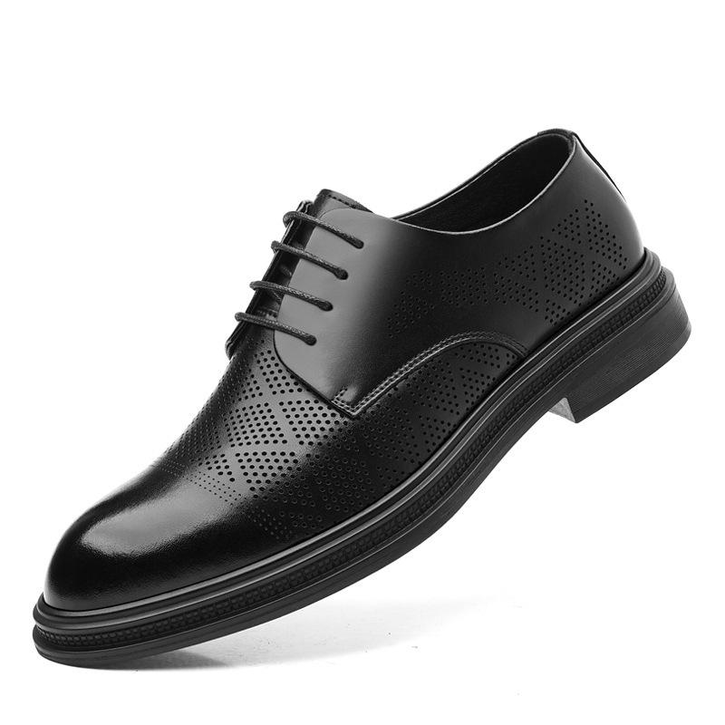 Летние полые новые кожаные туфли мужские деловые туфли британские мужские туфли пригородный стиль с костюмом кожаные туфли