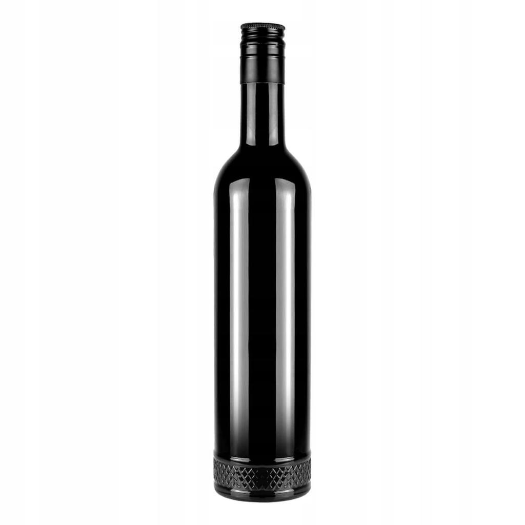 10x Glass Bottles CRYSTAL 500ml BLACK ELEGANT for Alcohol Gift 0.5l