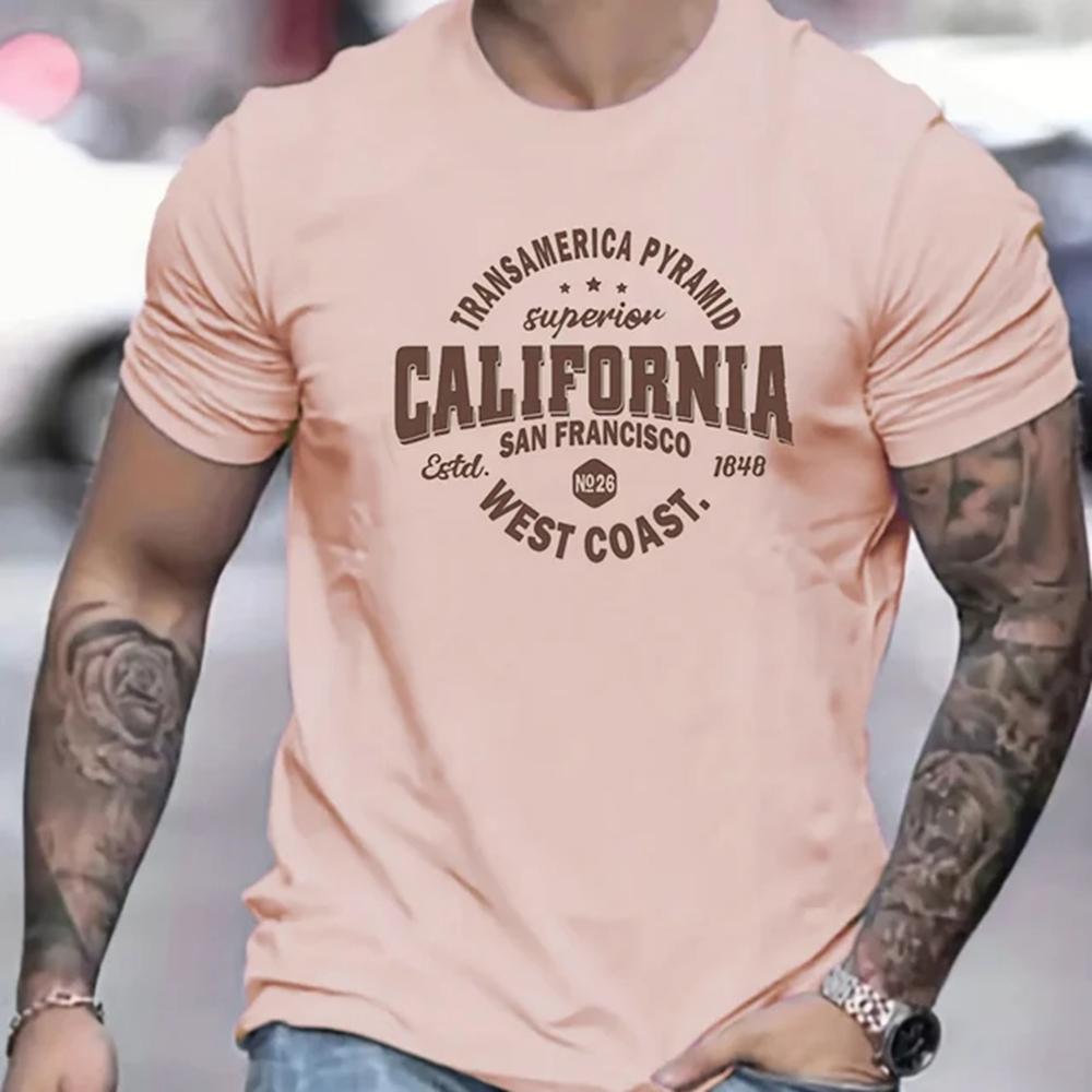 Мужская футболка с 3D-принтом, повседневная, удобная, спортивная, с принтом California West Coast Men's Fashion, с круглым вырезом и короткими рукавами