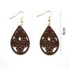 Dangle Earring 1Pair Round Water Drop Organic Beautiful Brown Hollow Exquesite Jewelry Gifts Wood 36 Colors Women Girls African  Handmade